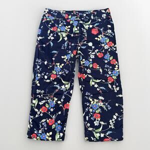 St Johns Bay Woman’s Size 10 Blue Floral Capri Tropical Causal Cottage 30x18